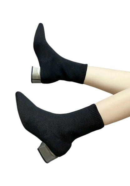 Albi Boot – Pointed Toe & Stretchy Chunky Mid Heel